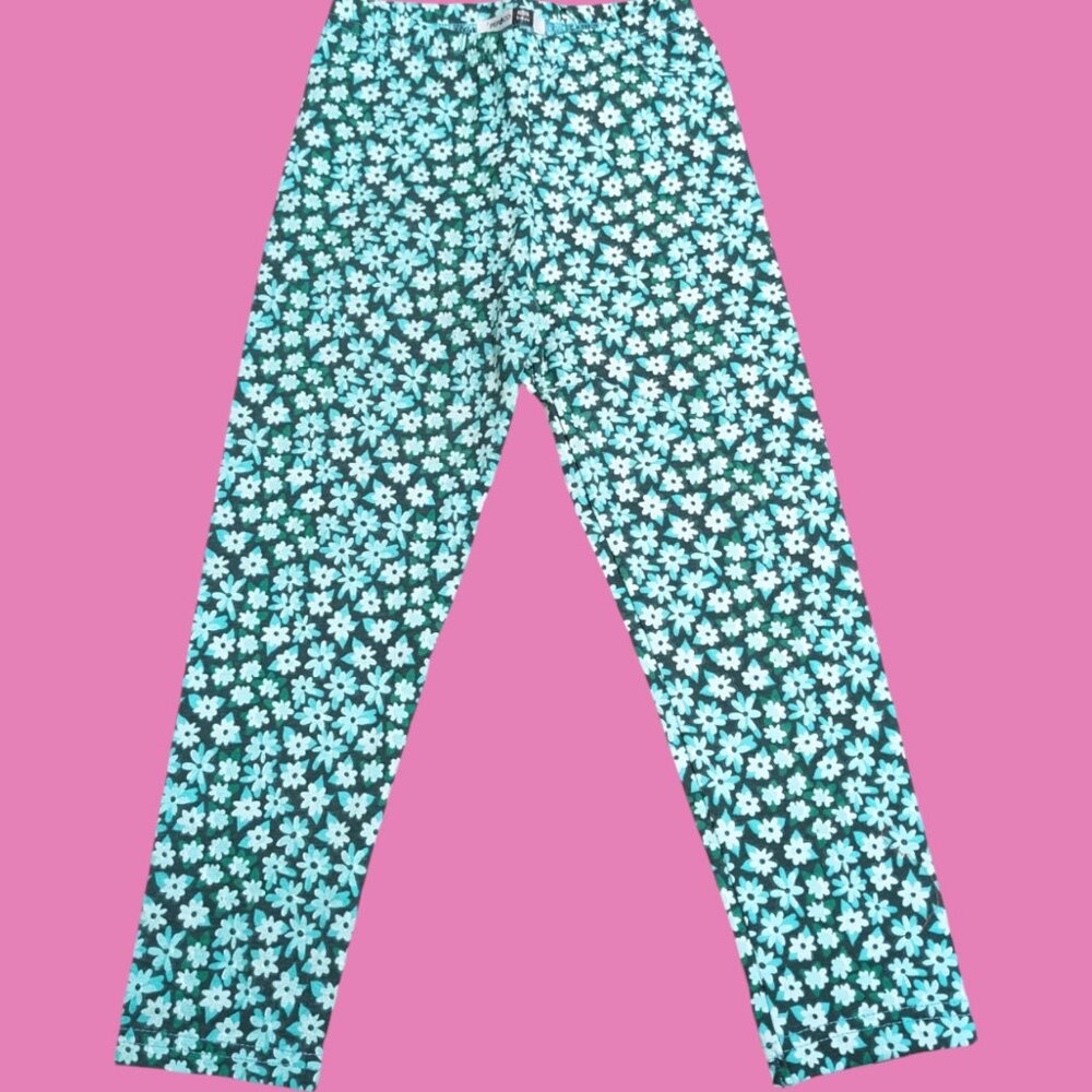 Pepco Full length Soft Cottonleggings SkinnyFit stretchy Green Flowers NWOT